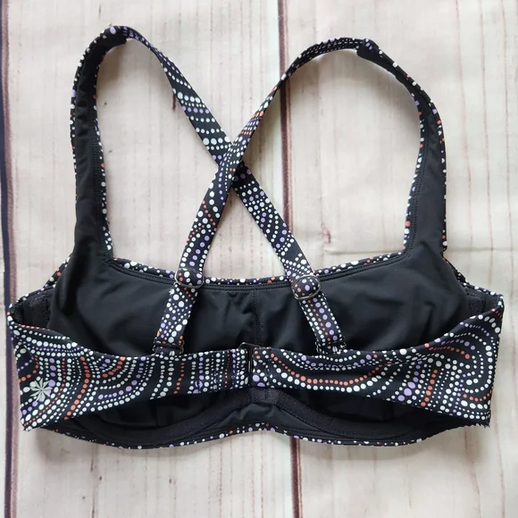 Athleta "Square Neck Bikini Top" In Riche Abstract Black Dot Pattern Size 34 B/C - Picture 6 of 9